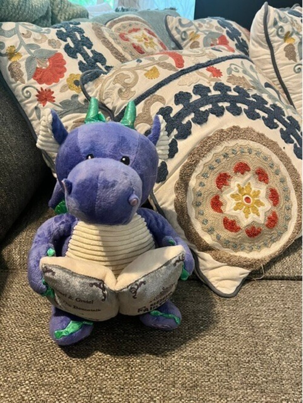 Cuddle Barn Dalton Storytelling Dragon Purple Plush Animated Talking Toy 12"